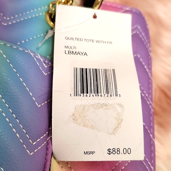 RARE FIND!! BRAND NEW BETSEY JOHNSON RAINBOW QUILTED TOTE HANDBAG - Picture 6 of 9